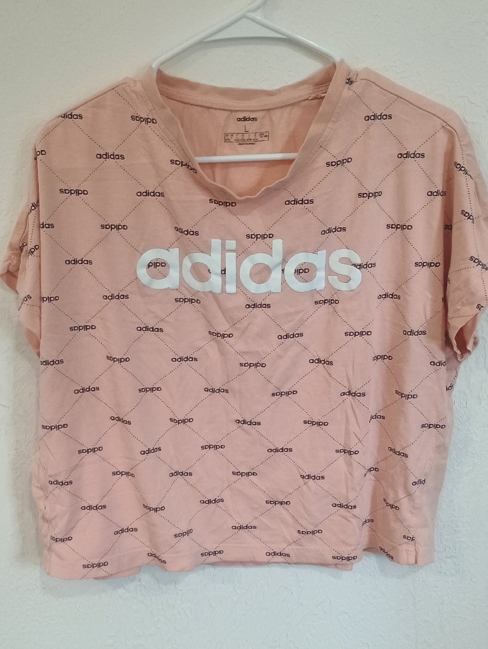 adidas Peach Short Sleeve Logo Crop Tee